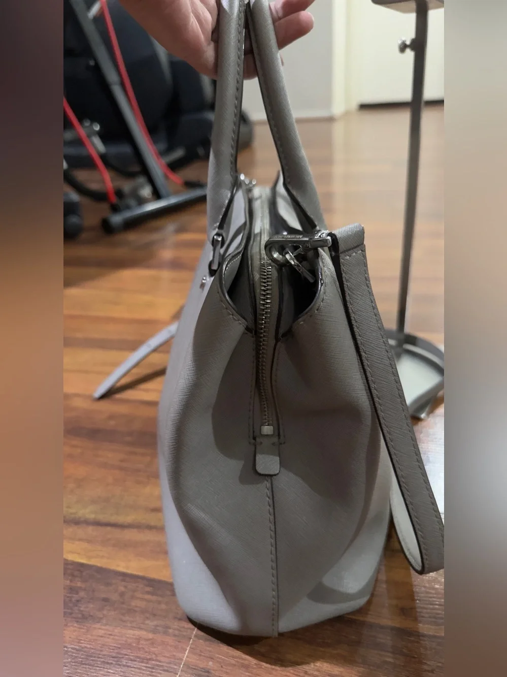 MICHAEL KORS GRAY SAVANNAH LARGE SATCHEL